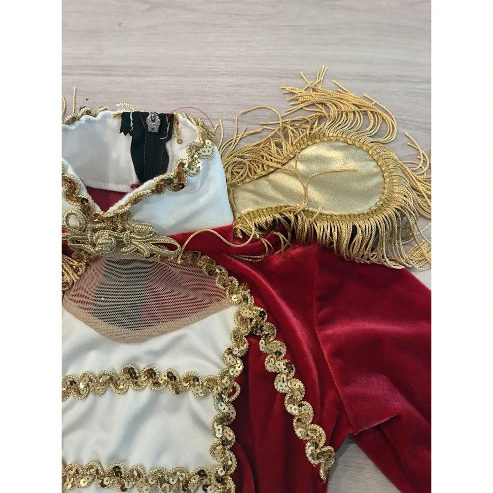 Dansco Dance Circus Ringmaster Costume Leotard with Tassels and Stripe Shorts